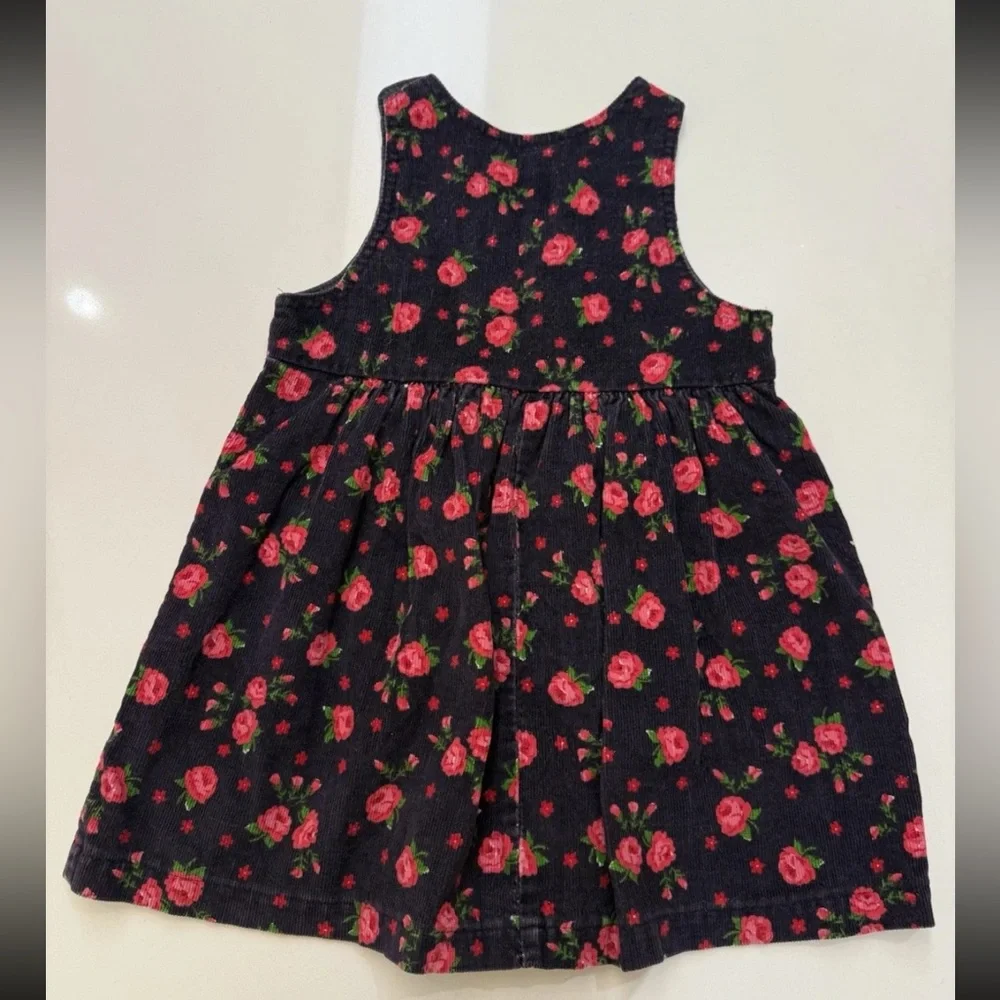 Vintage OshKosh B'gosh Dress Size 4‎ USA Made Floral Corduroy Toddler Girls